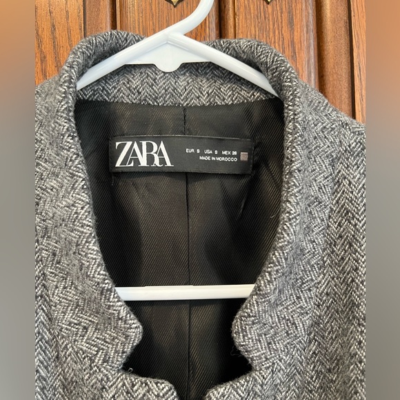 Zara Tweed Grey Very Fattering Coat Size S - Picture 2 of 9